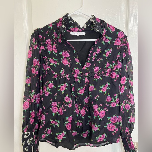 Melissa Nepton Aubrey pink rose peasant blouse small floral - Picture 2 of 5